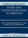 Emigration from the United Kingdom to America, Volume 6 July 1872-December 1872